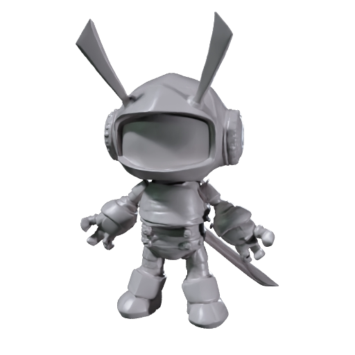Cute robot-warrior sitting cat with diamond-like purple eyes and red butterfly sitting on his…